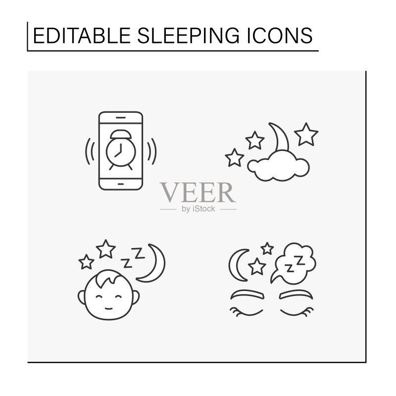 睡眠线条图标合集图标素材