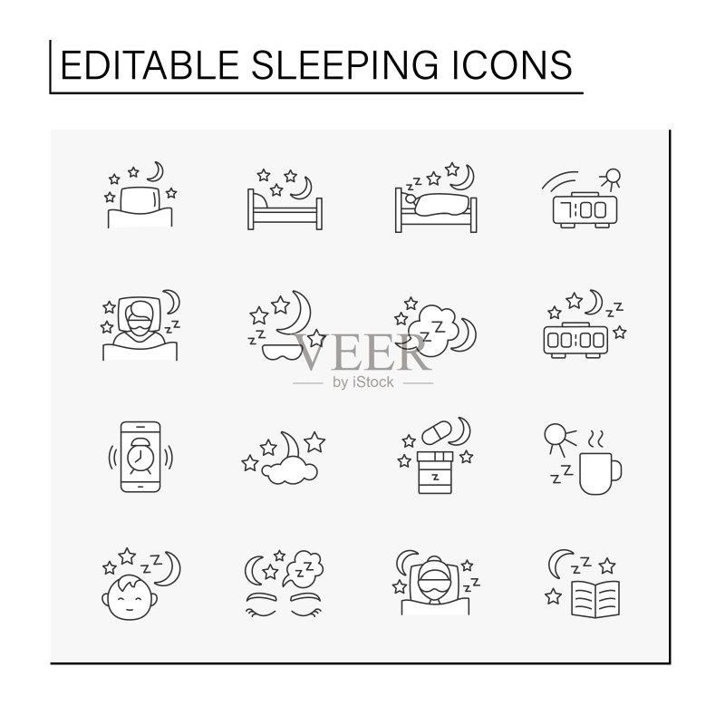 睡眠线条图标合集图标素材