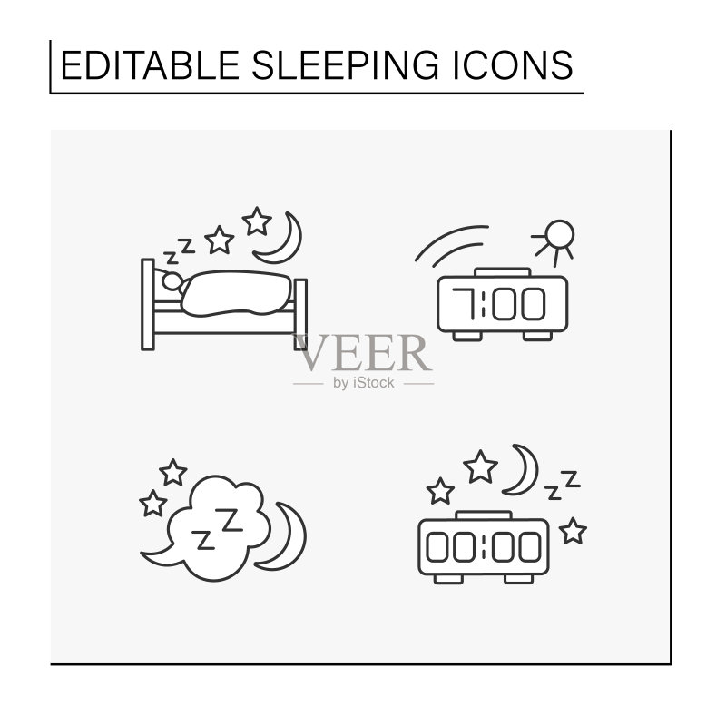 睡眠线条图标合集图标素材