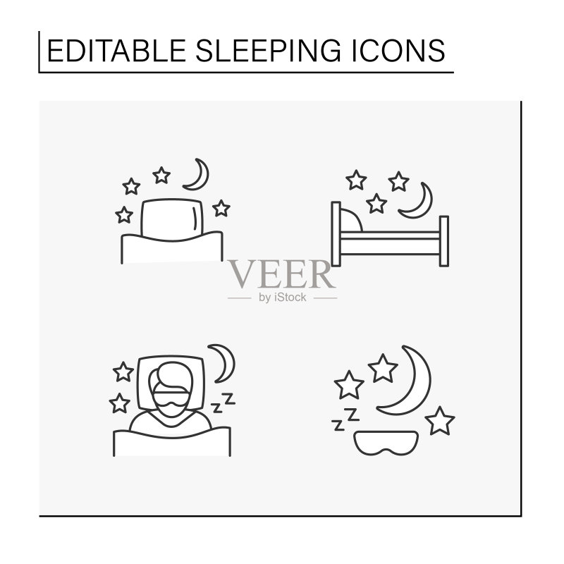 睡眠线条图标合集图标素材