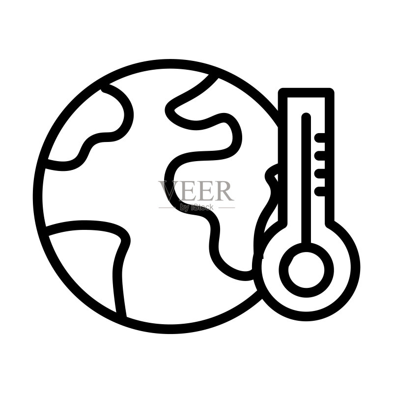 生态系列中的温室效应图标。白色背景上隔离的细线条温室效应、污染、温室轮廓图标。用于网络和的线条矢量温室效应标志、符号。图标素材