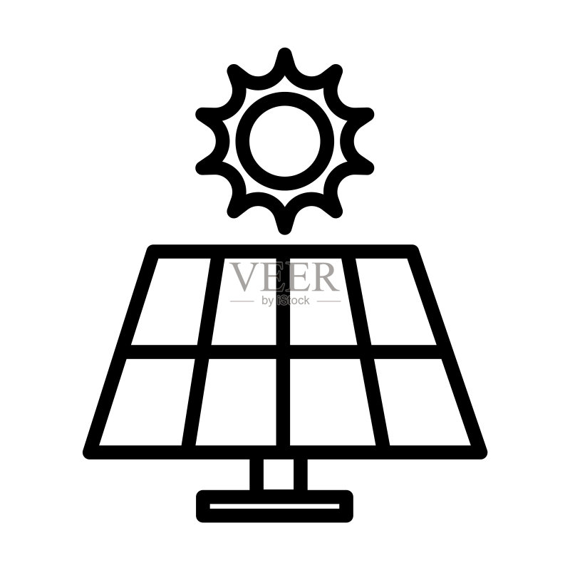 生态系列太阳能电池板图标:太阳能、阳光图标素材