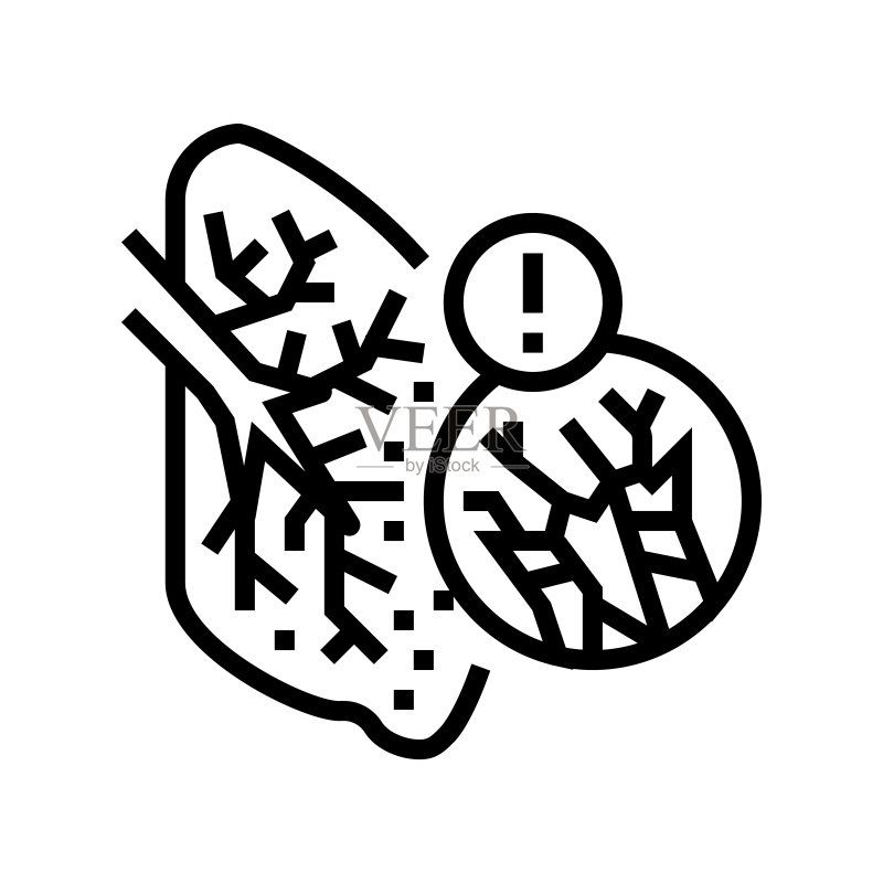 含石棉肺部线条图标矢量图图标素材