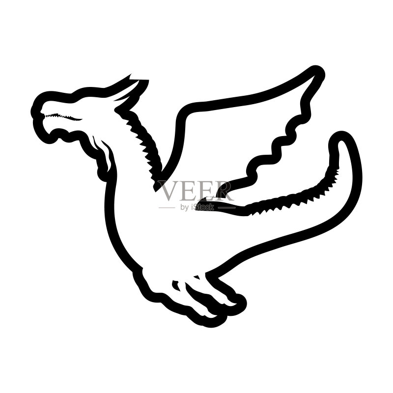 龙轮廓图标剪影设计模板矢量图图标素材