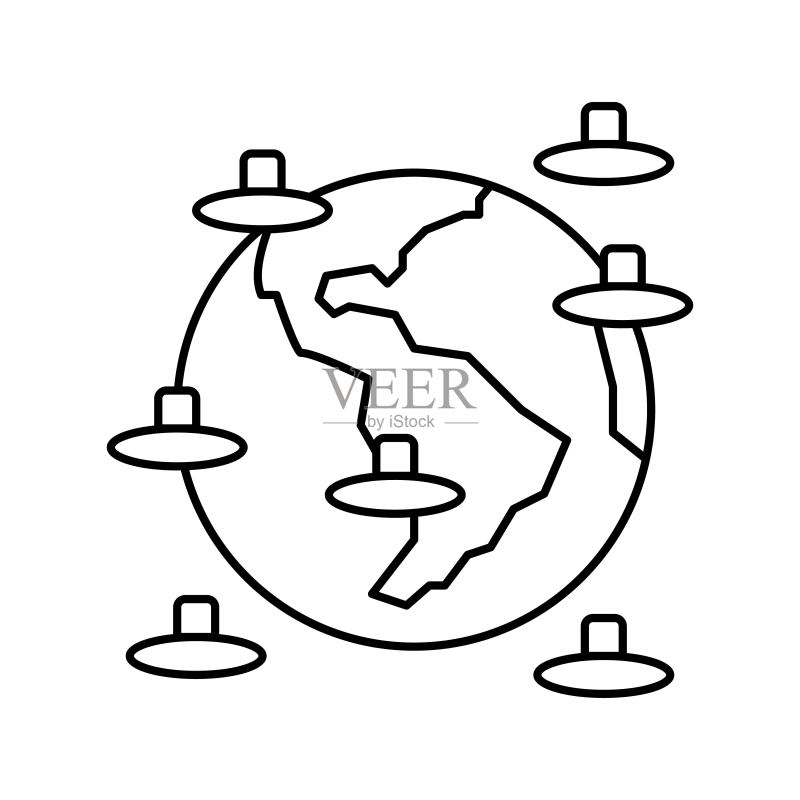 星球外星人入侵线性图标矢量图图标素材