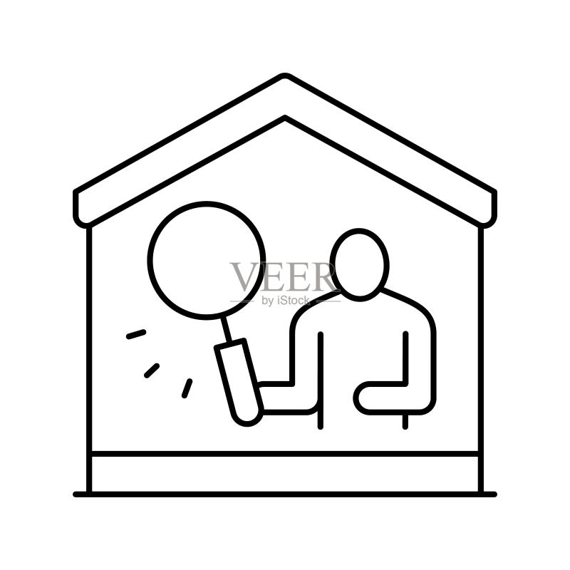 房产检查线性图标矢量图图标素材