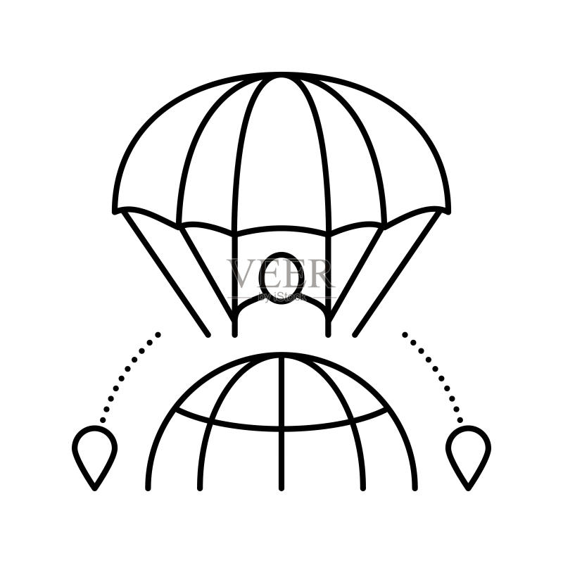 空中运动旅游线性图标矢量图图标素材