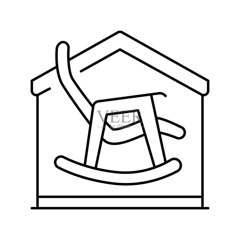 房屋线条摇椅矢量图标图标素材
