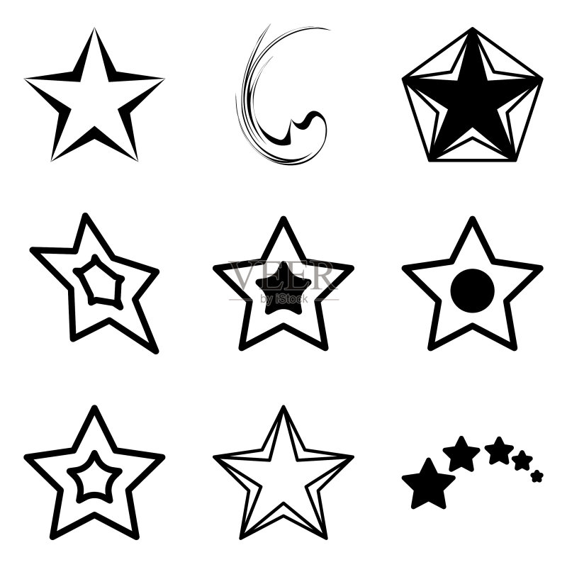 Stars2平面图标设置孤立在白色背景上图标素材
