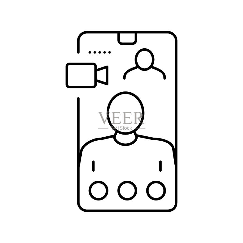 视频通话线性图标矢量图图标素材