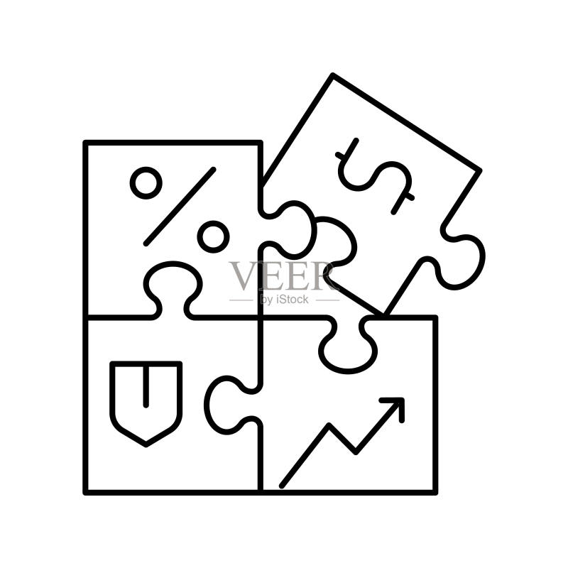 用于创建业务的拼图线条图标矢量图图标素材