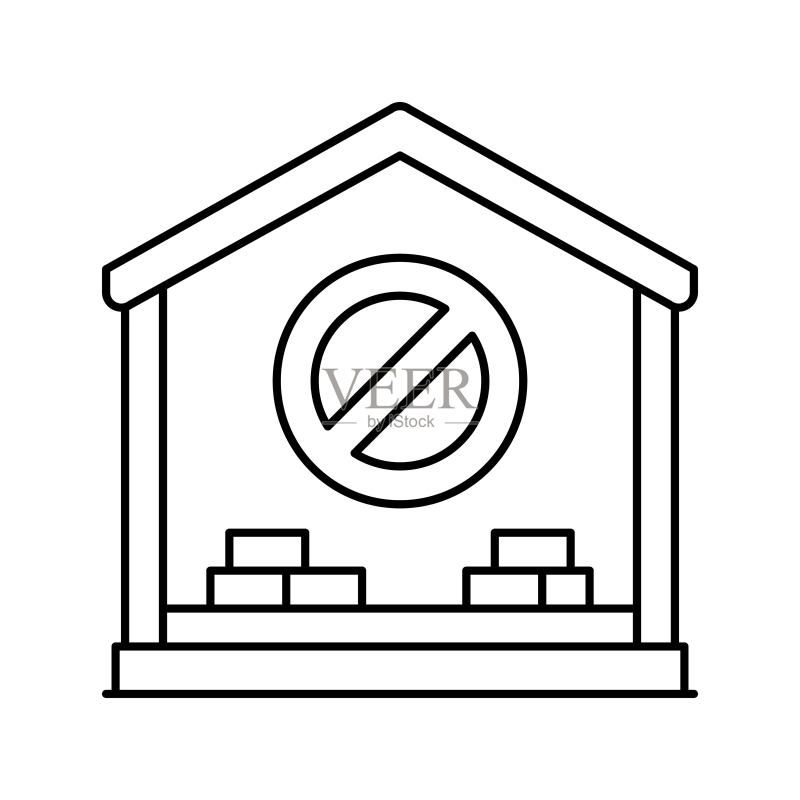 房屋拆除内饰线条图标矢量图图标素材