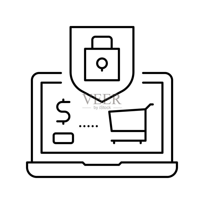 安全购物线性图标矢量图图标素材
