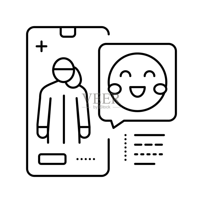 儿科医生咨询线条图标矢量插图图标素材
