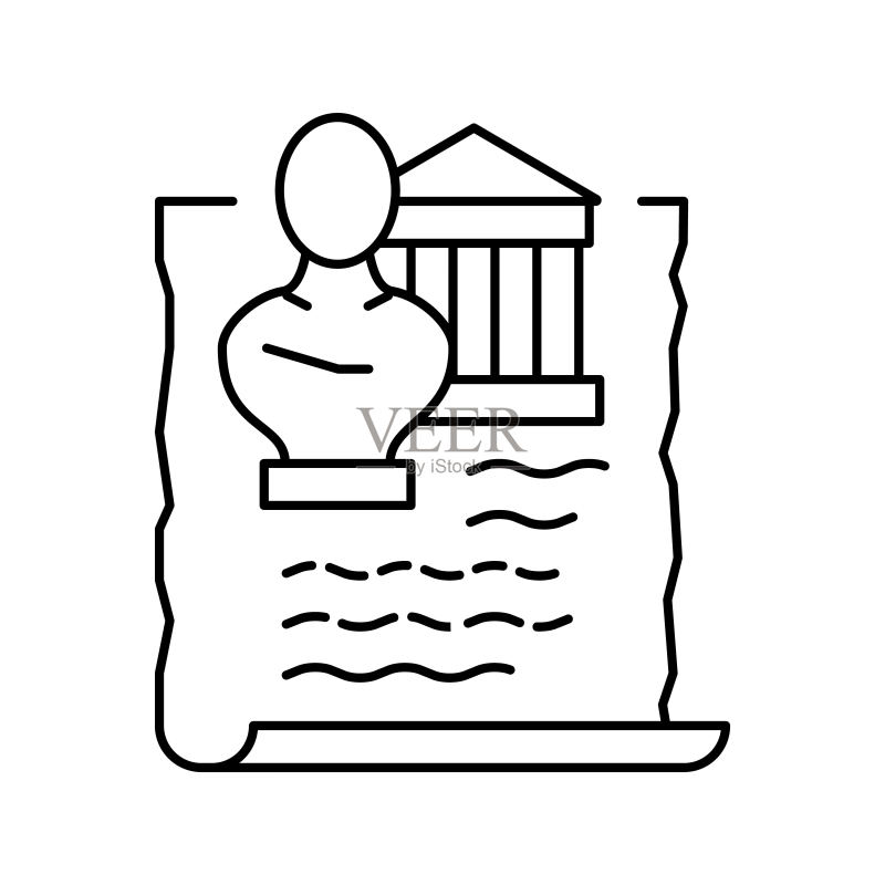 古希腊历史线性图标矢量图图标素材
