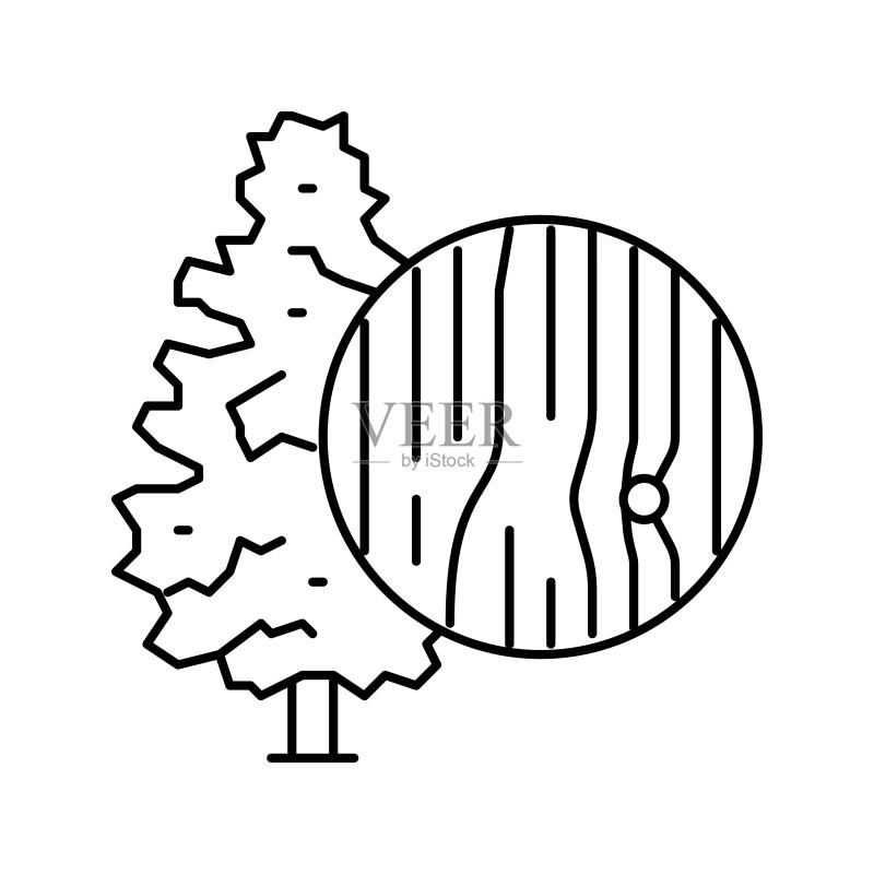 云杉木线条图标矢量图图标素材