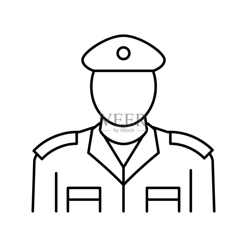 士兵军人线条图标矢量图图标素材