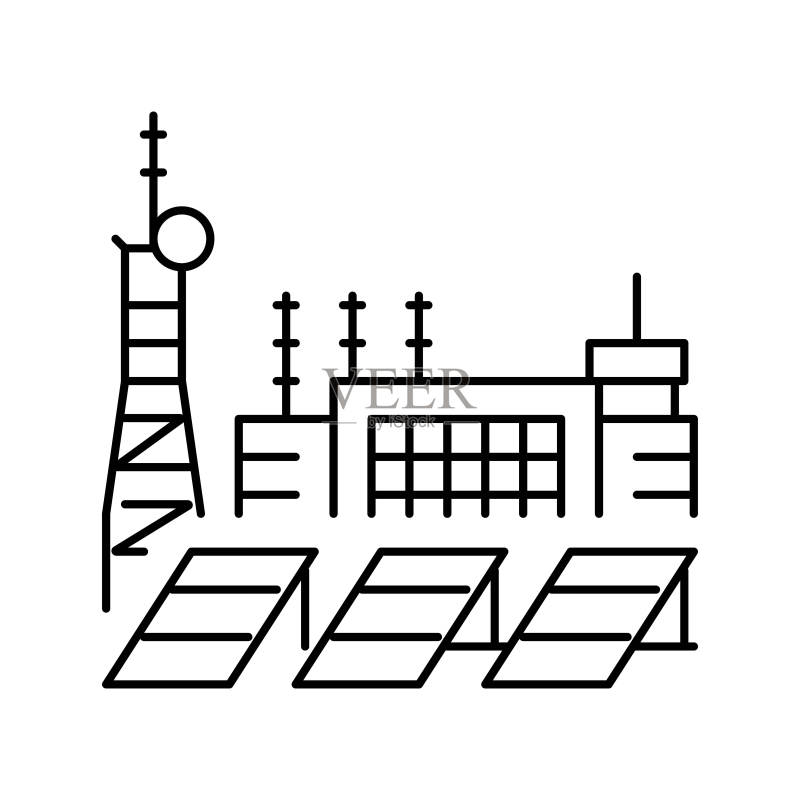 能源站线条图标矢量图图标素材