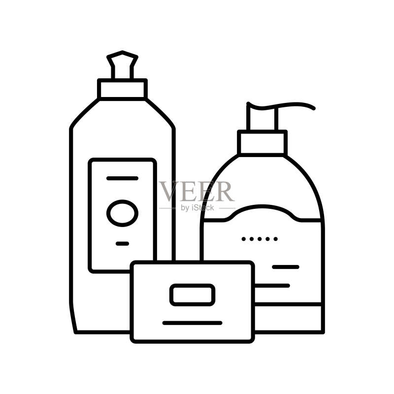 肥皂沐浴化学液体线图标矢量图图标素材
