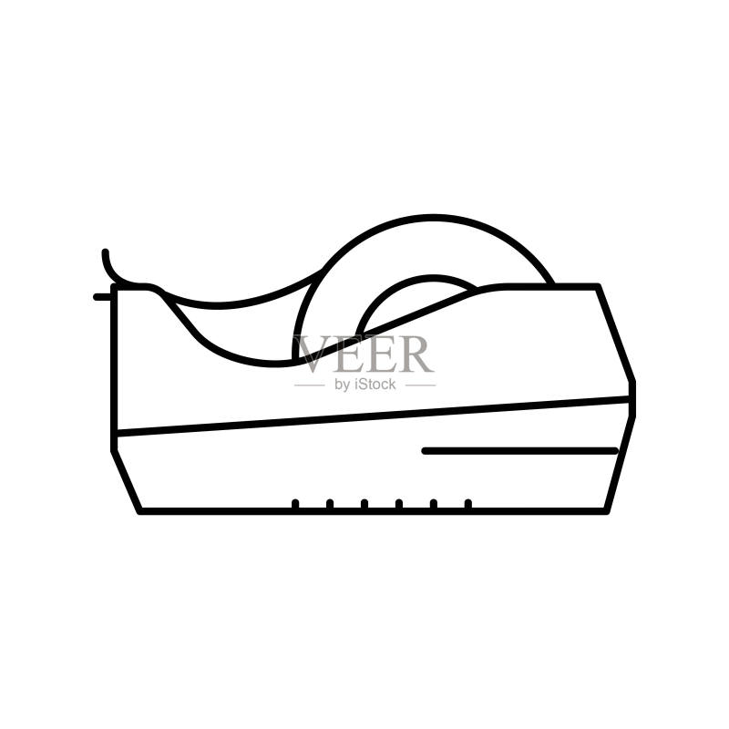 胶带分配器线性图标矢量插画图标素材