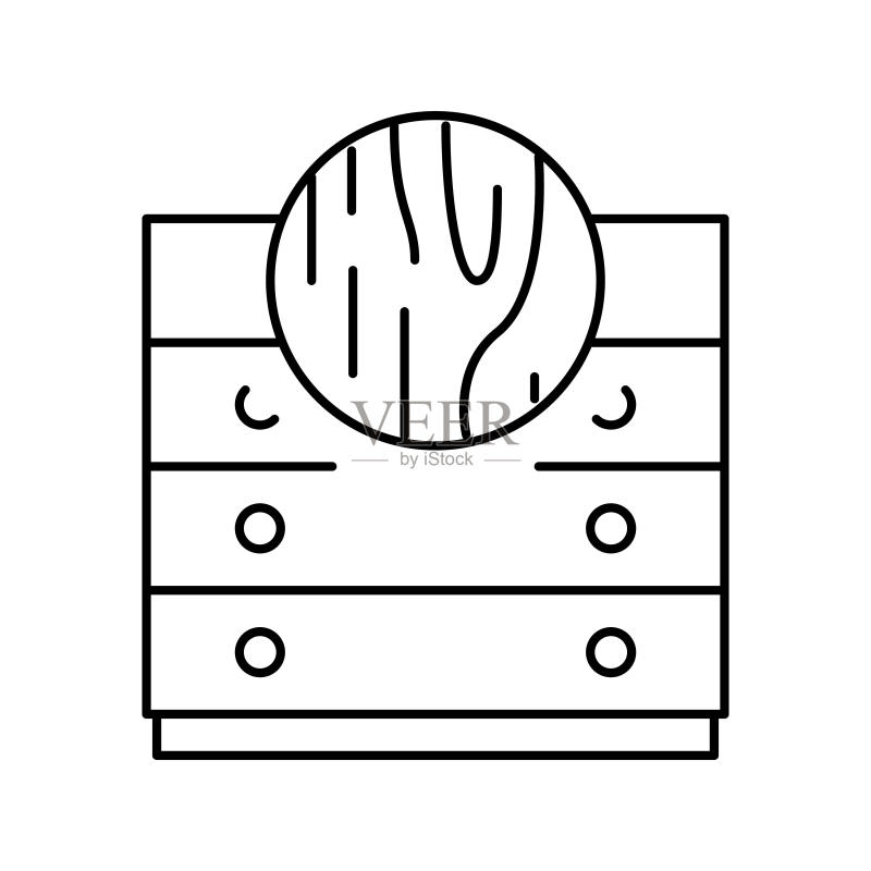 木质家具线条图标矢量插画图标素材