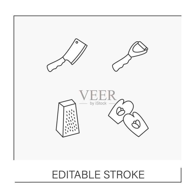烹饪工具线性图标合集图标素材