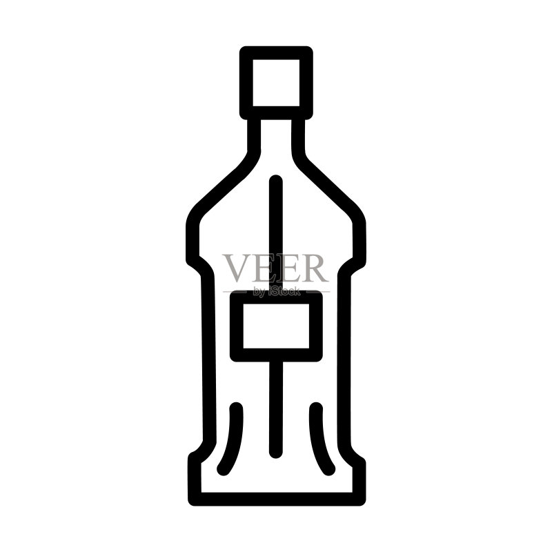 美食系列金酒图标。白色背景上隔离的细线金酒、酒吧、酒精轮廓图标。用于网页和移动设备的线条矢量金酒标志、符号图标素材