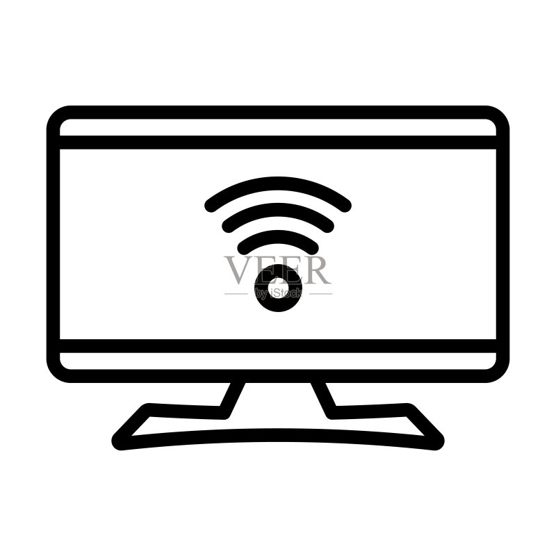 电子设备系列智能电视图标:纤细线性智能电视、屏幕轮廓图标,适用于网页和移动端图标素材