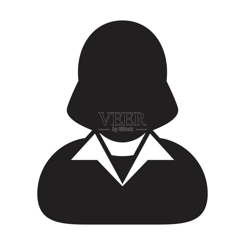 教师图标矢量女性用户头像,扁平风格图标素材