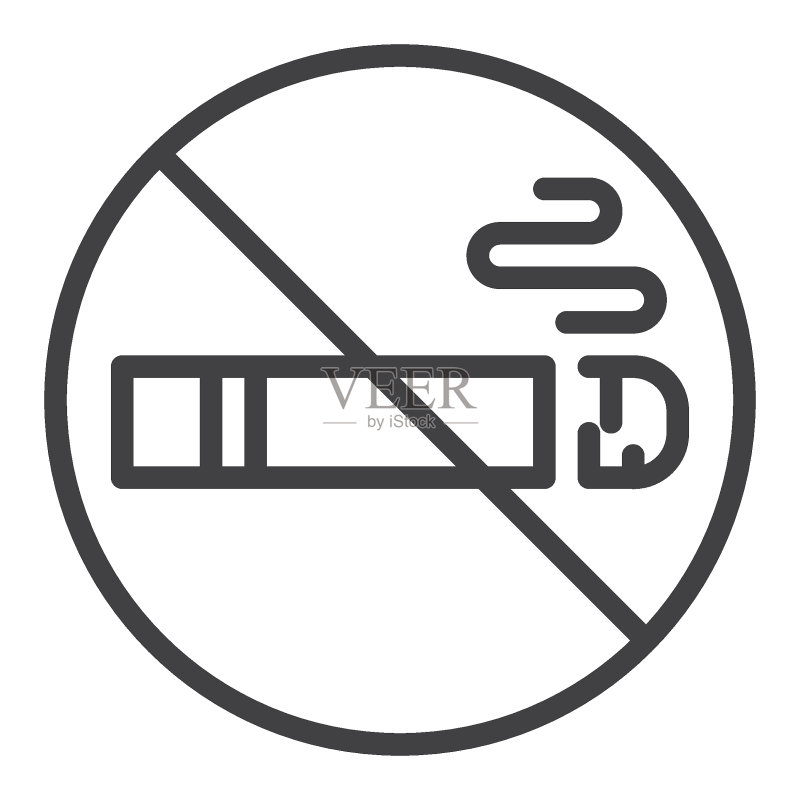 禁止吸烟标志线条图标图标素材