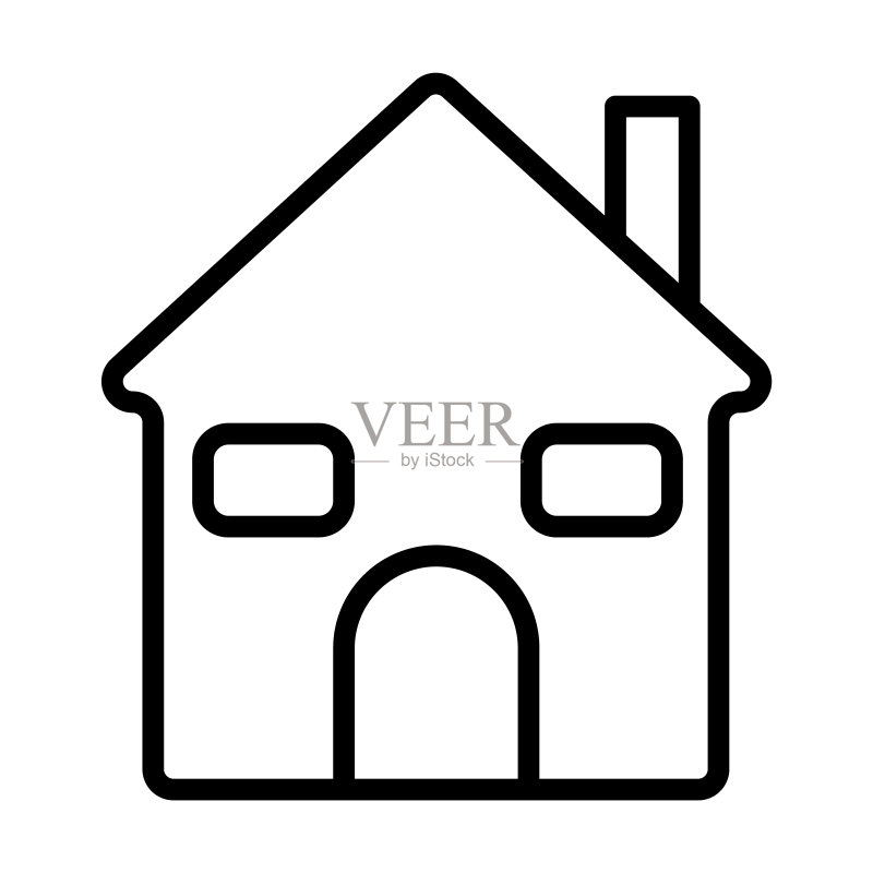 策略系列房屋图标:细线条房屋、住宅、建筑轮廓图标,用于网页和移动设备图标素材