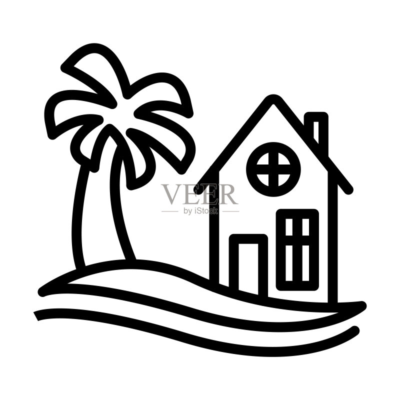 海滩小屋图标,来自度假系列。图标素材