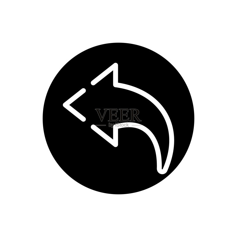 撤销字形图标,网页和移动端,后退标志矢量图形,白色背景上的实体图案,EPS 10库存插图图标素材