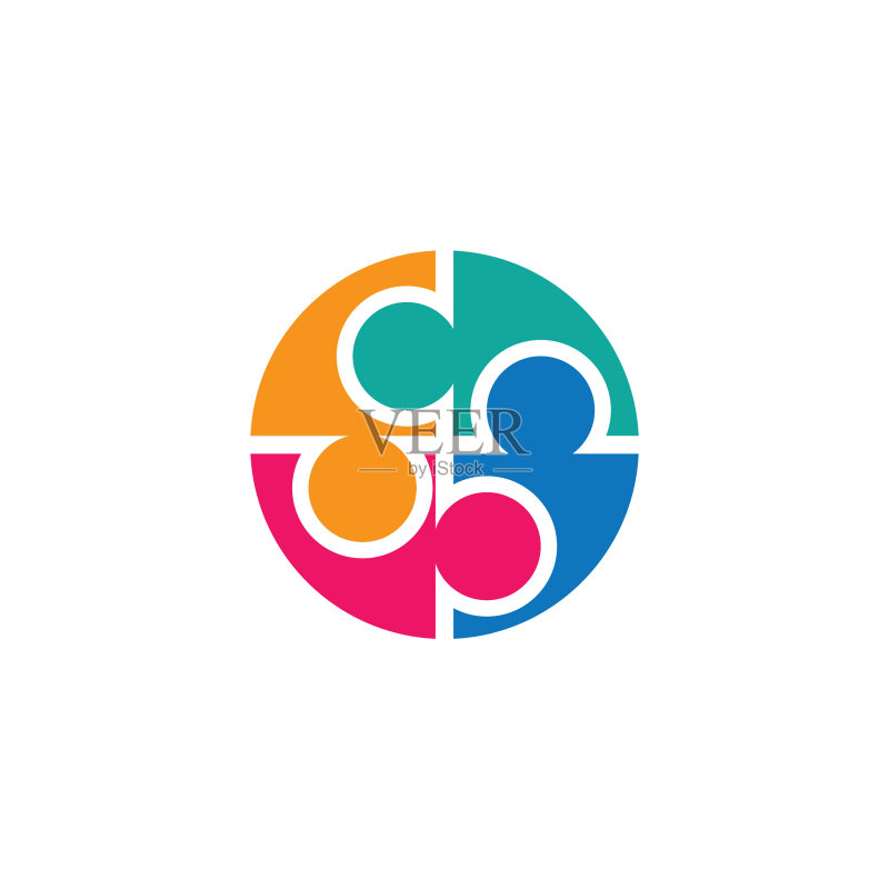 拼图社区网络和社交标志设计图标素材