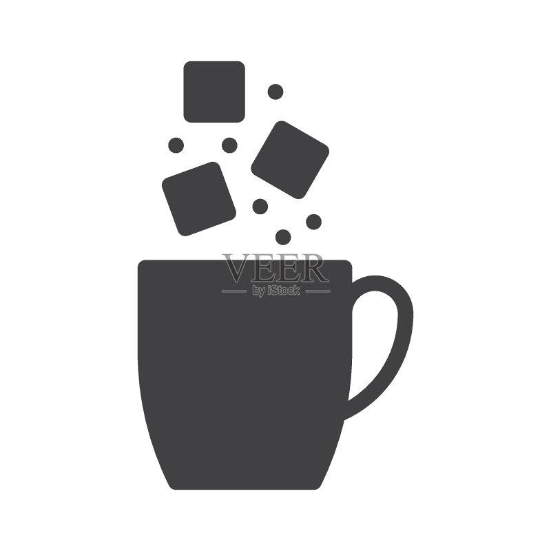 一杯茶和糖块矢量图标图标素材