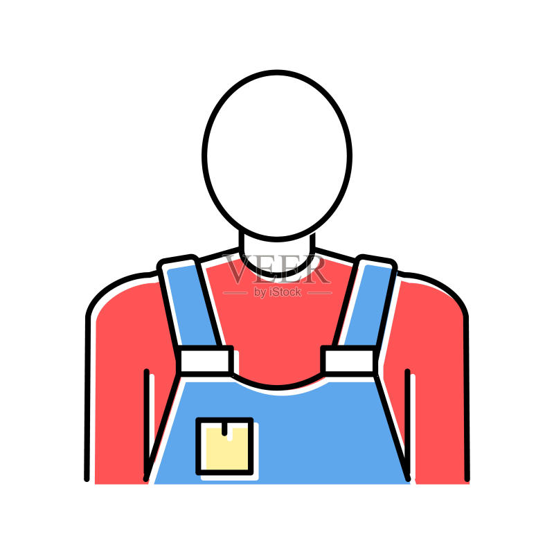 搬运工服务彩色图标矢量插画图标素材