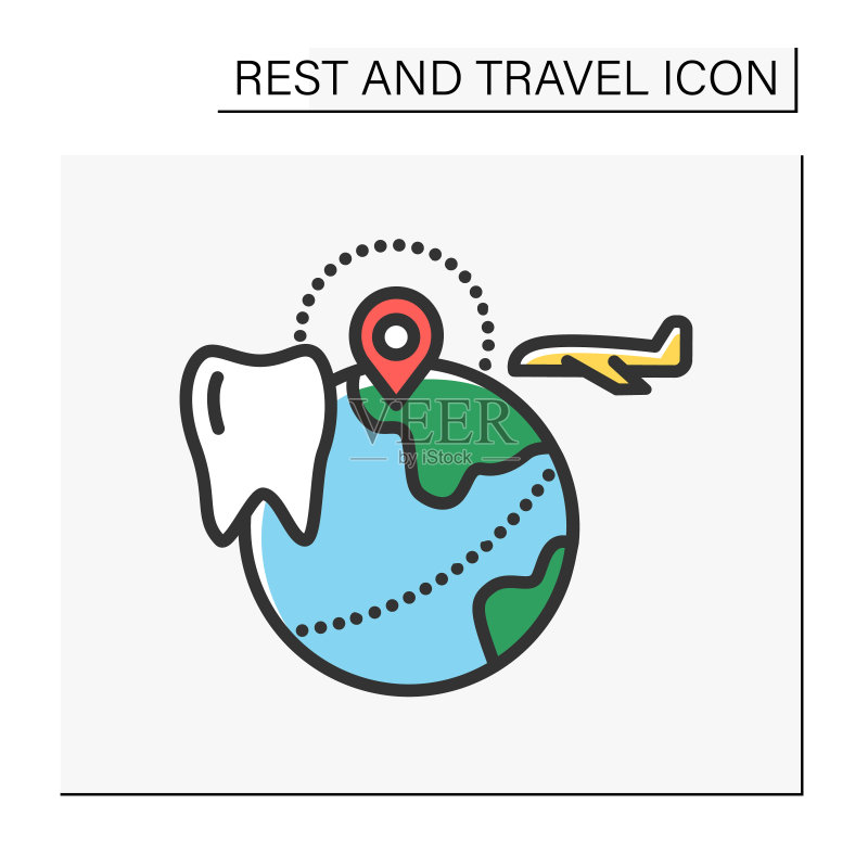 牙科旅游彩色图标图标素材