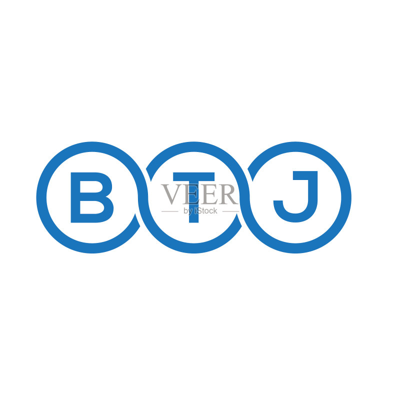 白色背景上的BTJ字母标志设计图标素材
