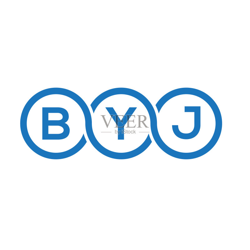 白色背景上的BYJ字母标志设计图标素材