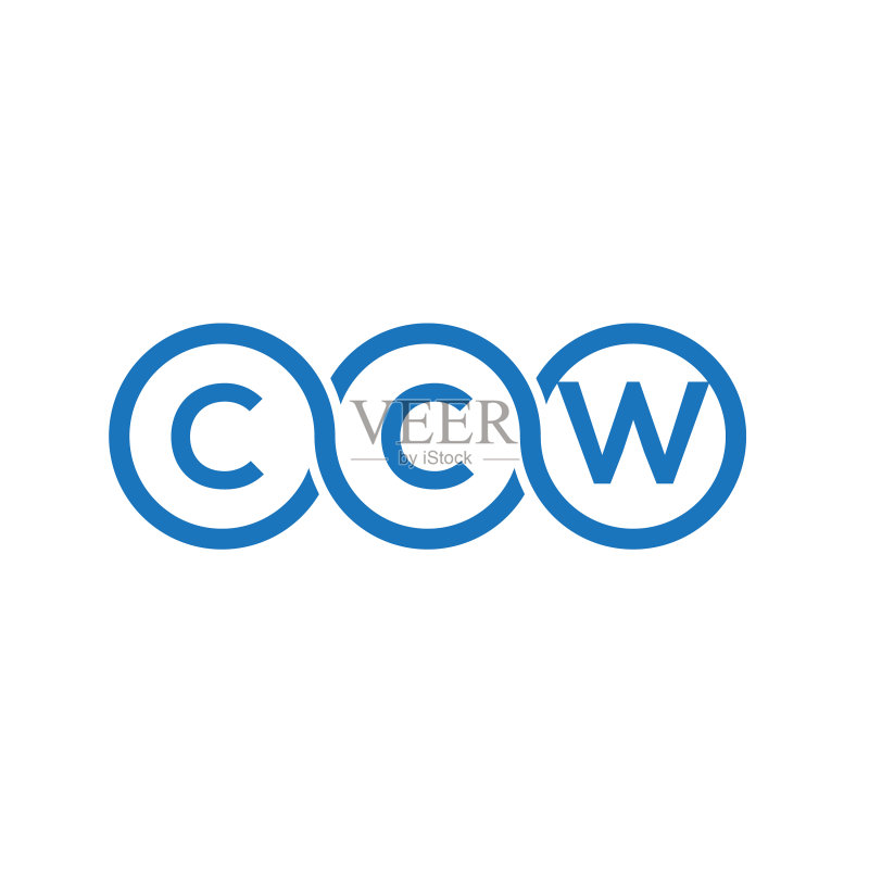 白色背景上的CCW字母标志设计图标素材