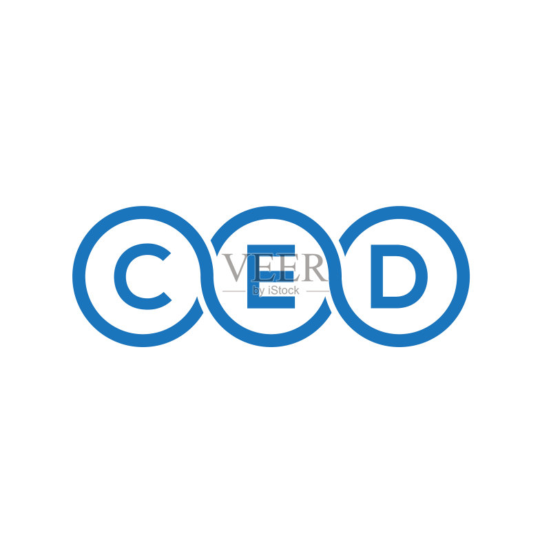 白色背景上的CED字母标志设计图标素材
