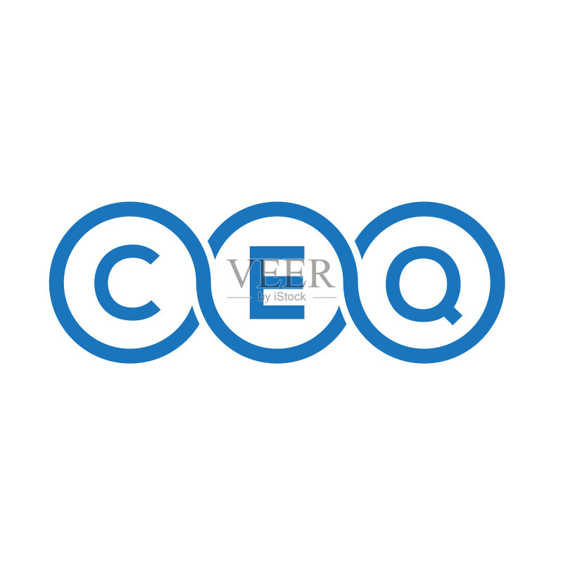 白色背景上的CEQ字母标志设计图标素材