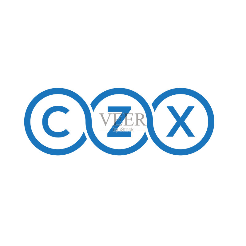 黑色背景上的CZX字母标志设计图标素材