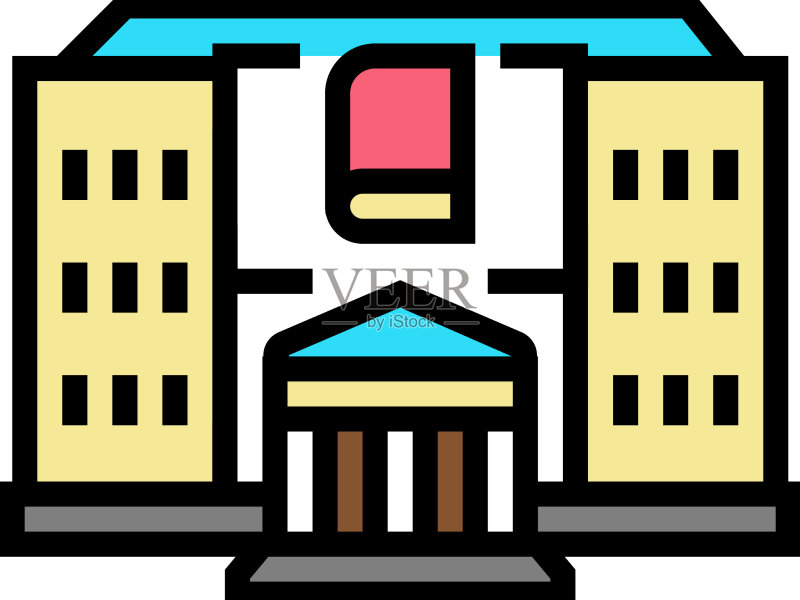 图书馆建筑彩色图标图标素材