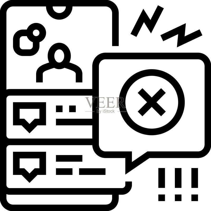 社交媒体歧视线条图标图标素材