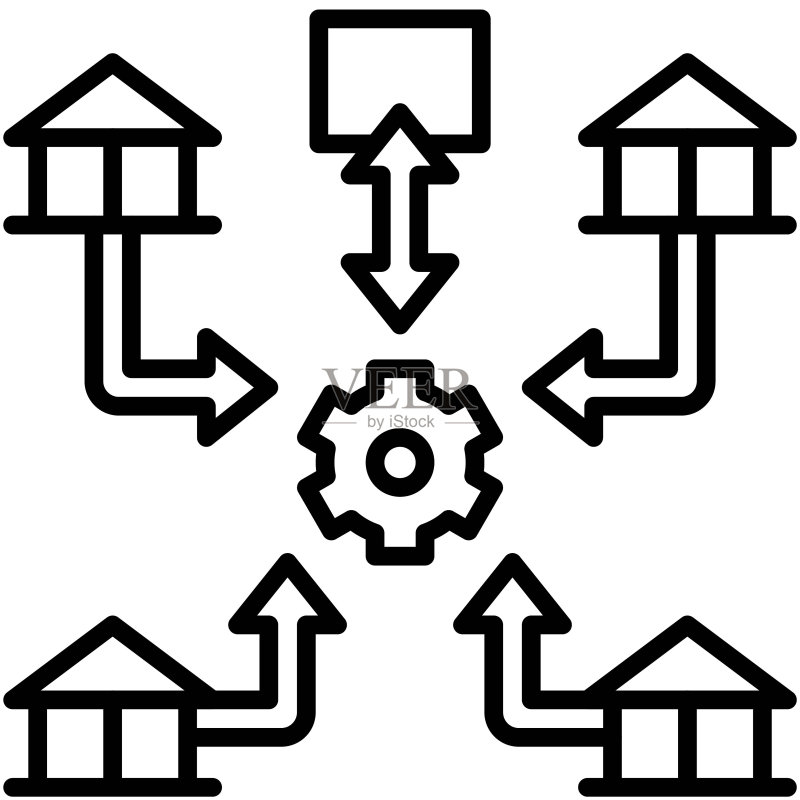 区块链相关集中式账本图标矢量图图标素材