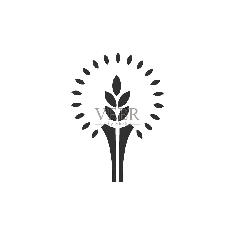 简约麦粒矢量图标Logo设计。白色背景上的库存矢量图图标素材