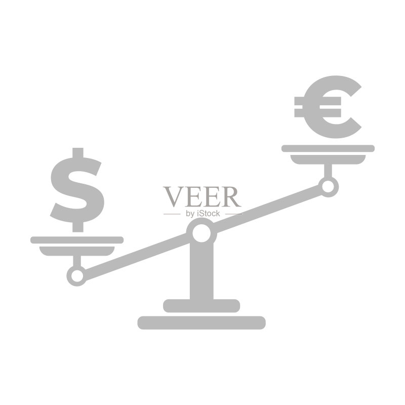 货币、美元、欧元、汇率、金钱、跷跷板图标图标素材