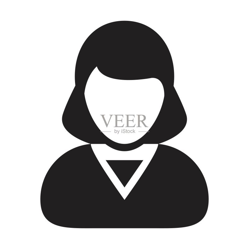 工人图标矢量女性用户个人资料头像符号,代表扁平彩色字形象形文字标志中的业务图标素材