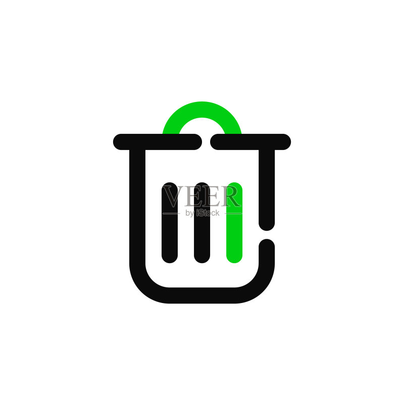 简约线条艺术废纸篓图标像素图标素材